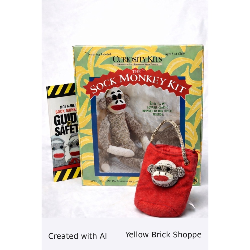 Curiosity Kits Sock Monkey Kit NEW‎ Sealed Instruction Book Included Bonus Bag
